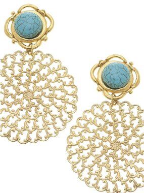 Susan Shaw Turquoise Filigree Earrings